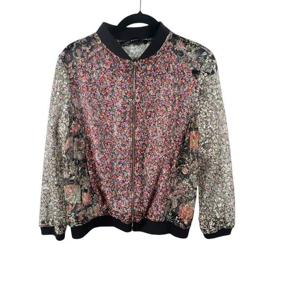 Zara Woman Sheer Floral Print Bomber Jacket Medium (318) - Picture 3 of 11